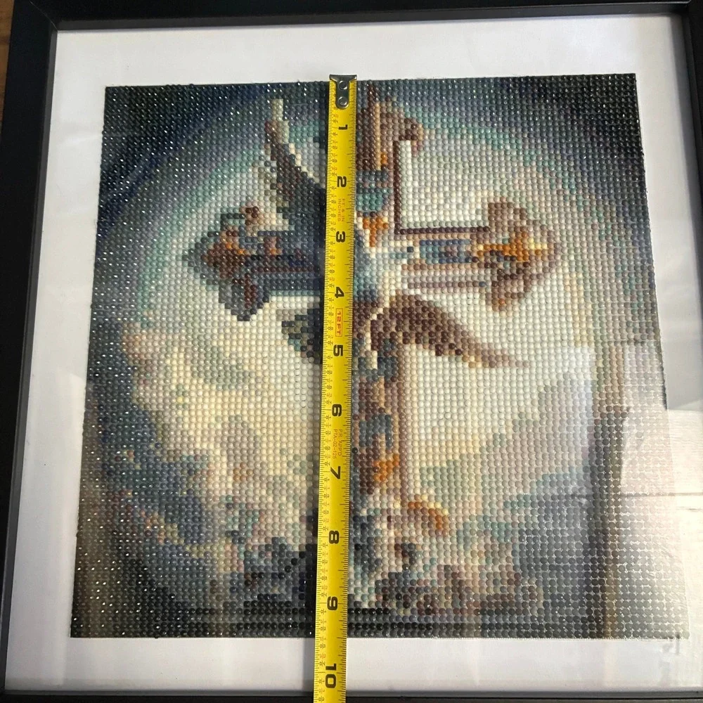 Framed Diamond Painting Cross Angel Wings Religious Wall Art Mosaic 13x13